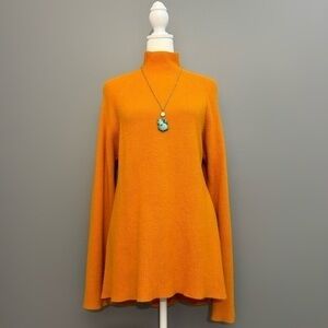 EUC Calvin Klein Golden Yellow Soft Knit Mock Neck Sweater Size L